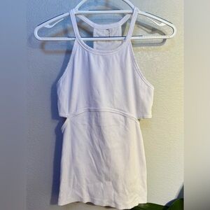 FP Movement White Ribbed Tank Top w/ Cut Outs